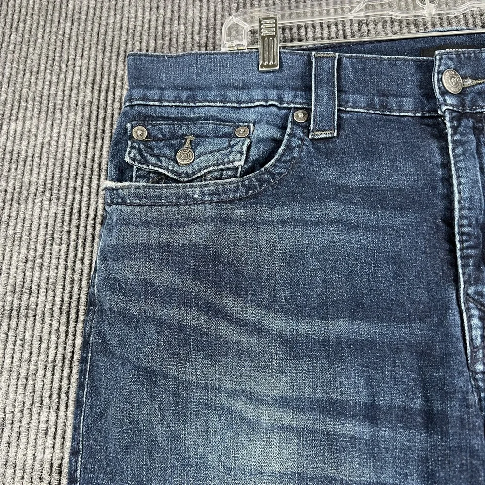 True Religion Rocco Jeans Mens 40 Distressed Relaxed Skinny‎ Big T Flap Pocket